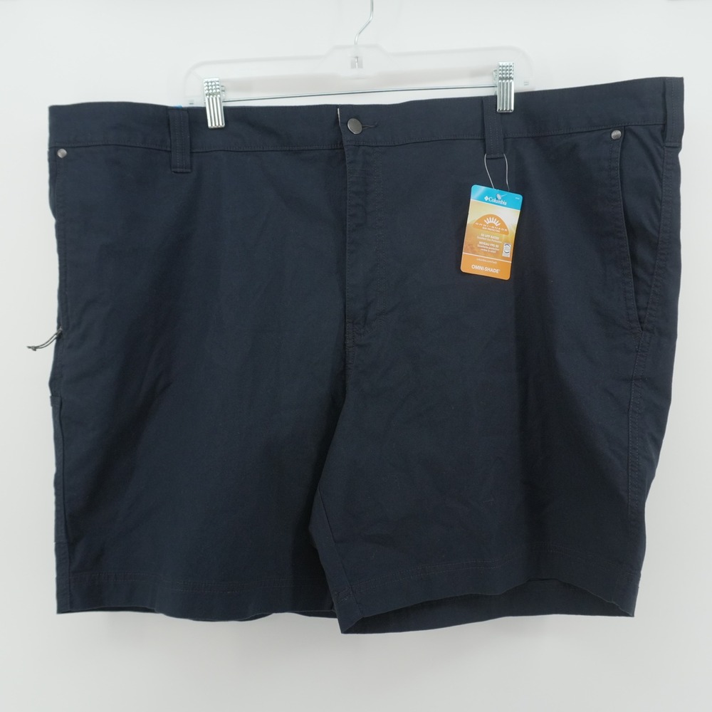 Columbia Flex ROC Shorts Mens 50 Navy Blue Omni-Shade Utility Hiking 8in Inseam